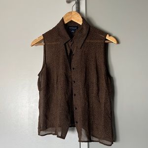 Vintage Ann Taylor sheer crop animal pattern blouse size 10 but fits like a 6/8.